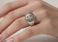 Grunge Smiley Face Signet Ring – Nirvana Style, Q Size