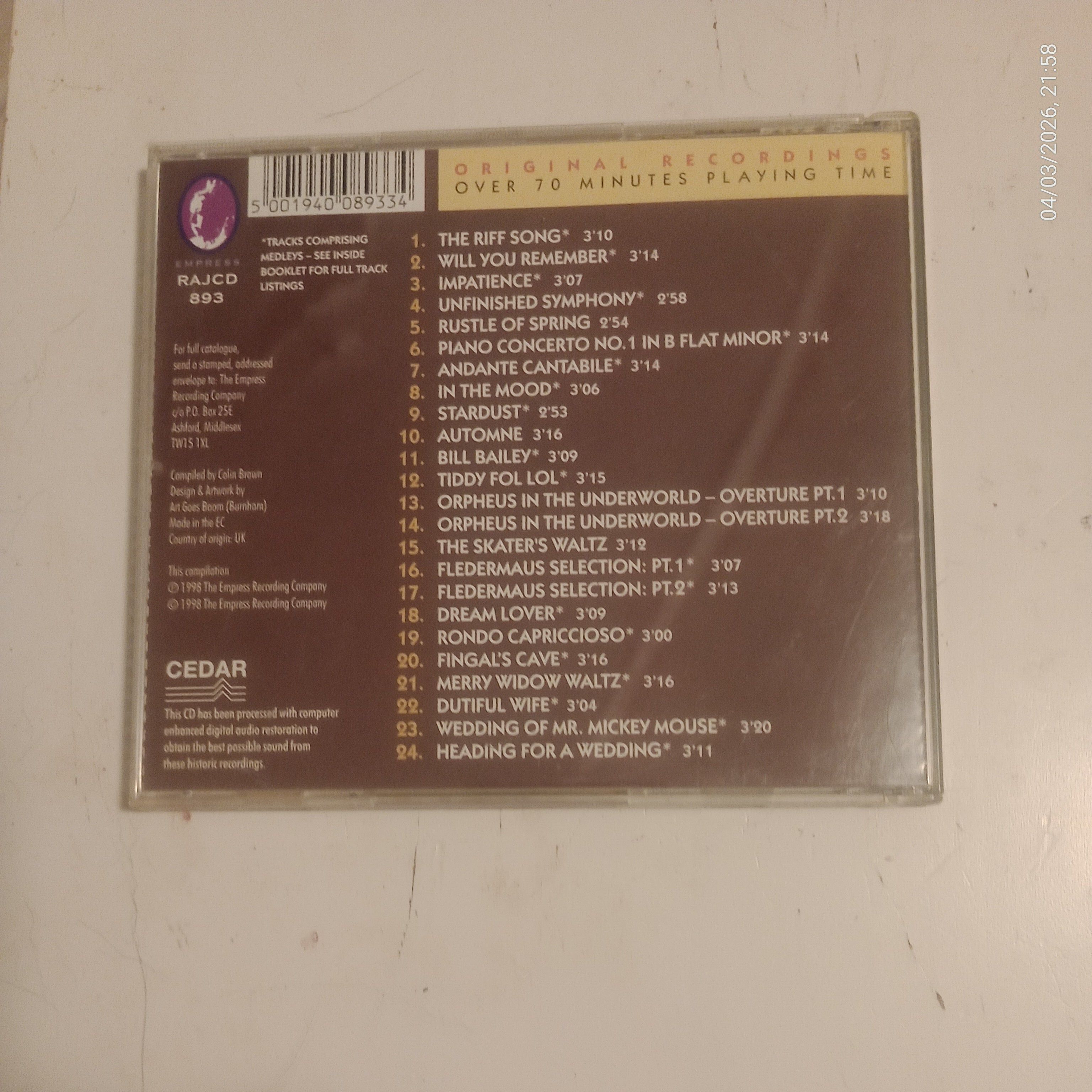 Reginald Dixon Mr Blackpool CD — Empress Original Recordings