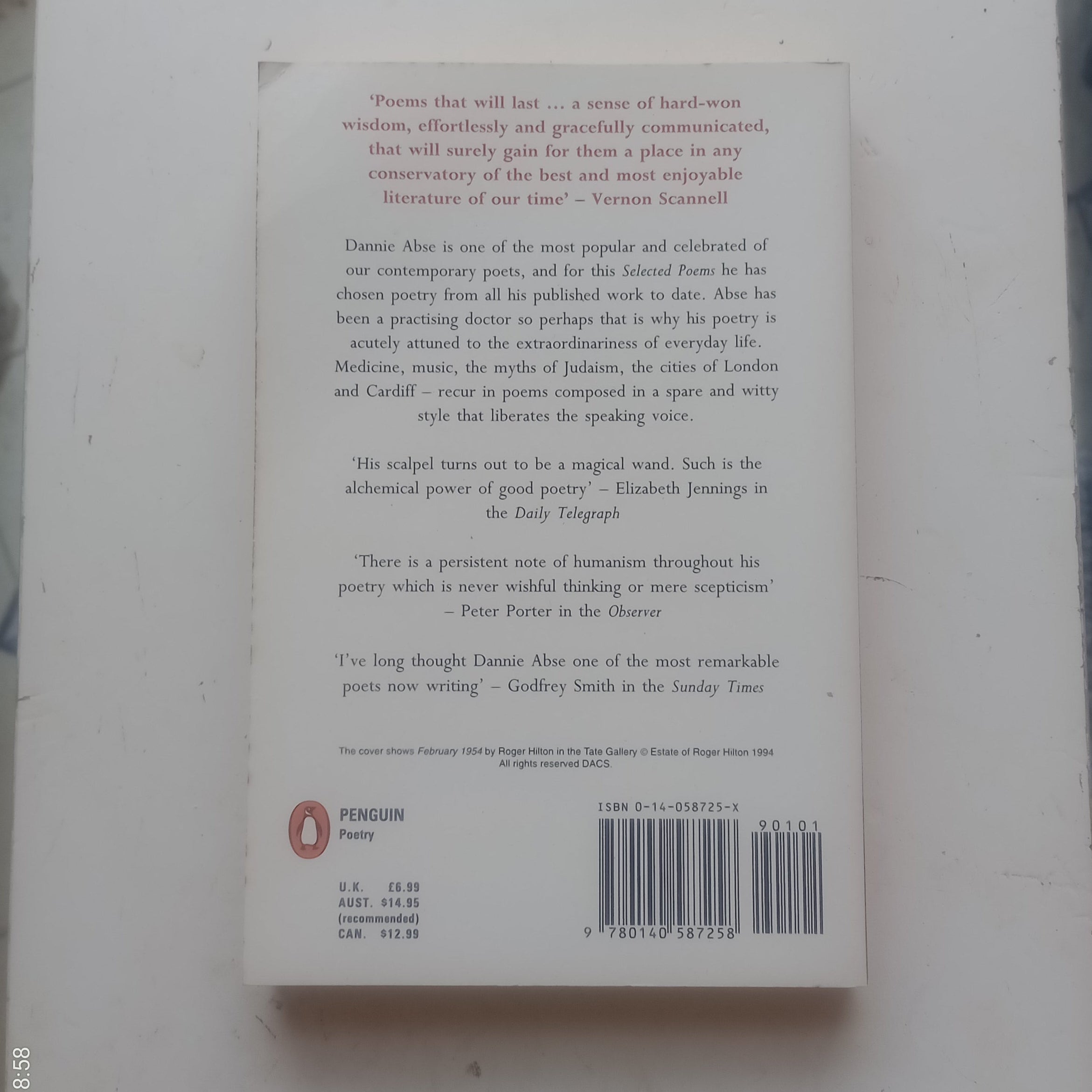 Selected Poems - Dannie Abse Welsh Poetry to English Pb