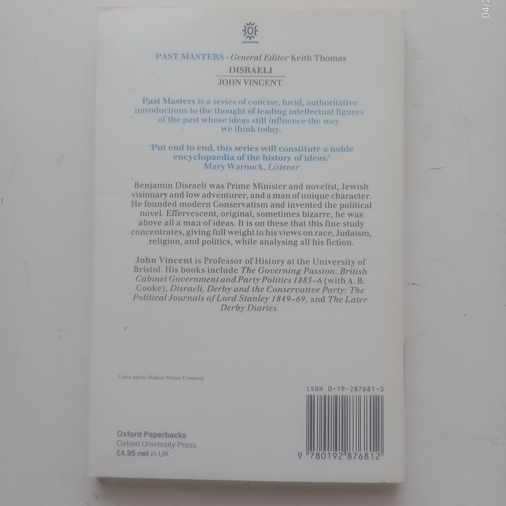 Disraeli Pb - John Vincent (Past Masters)
