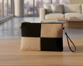 Black and Beige Colour Block Clutch Bag