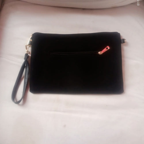 Black and Beige Colour Block Clutch Bag