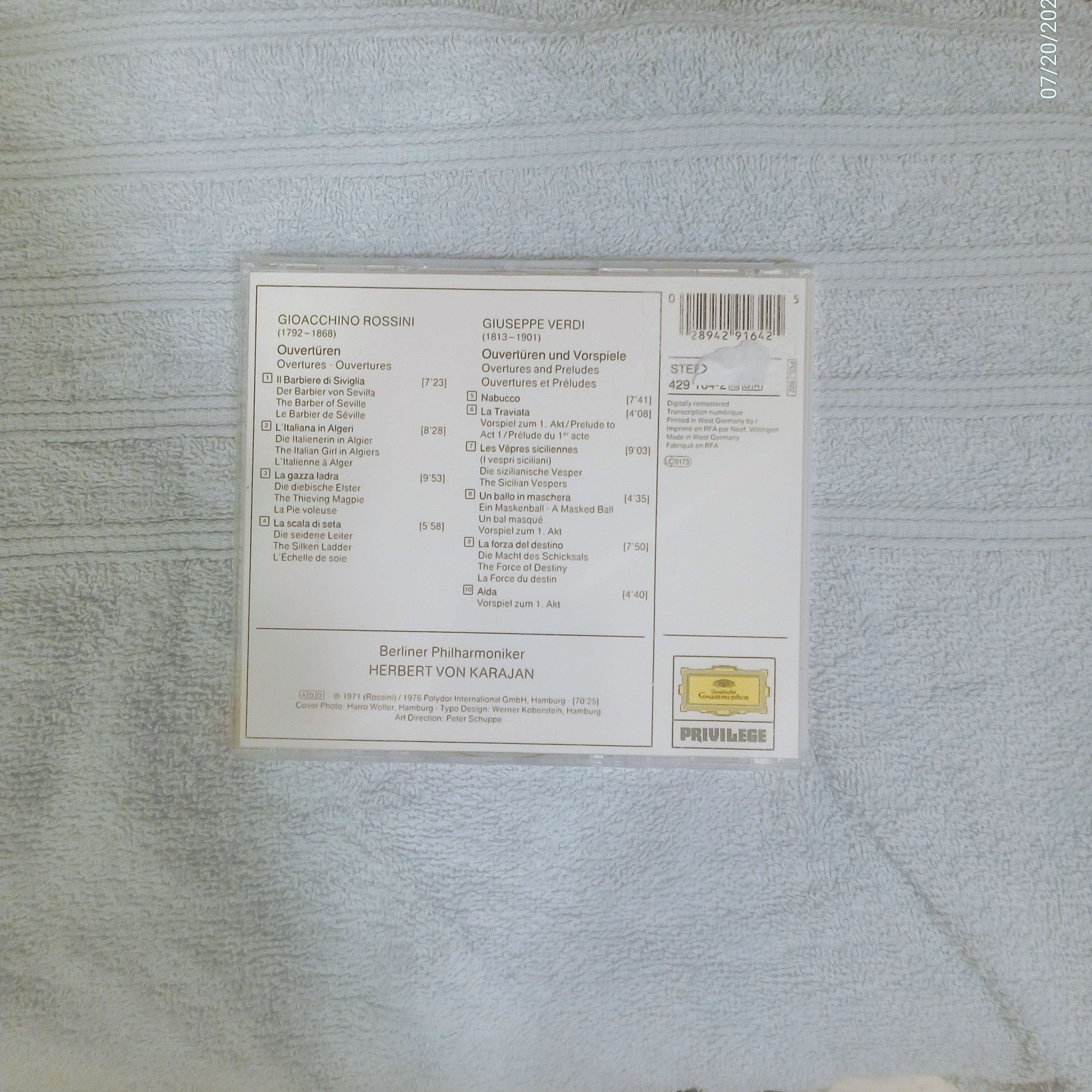 Rossini & Verdi: Overtures - Berlin Philharmonic, Karajan CD