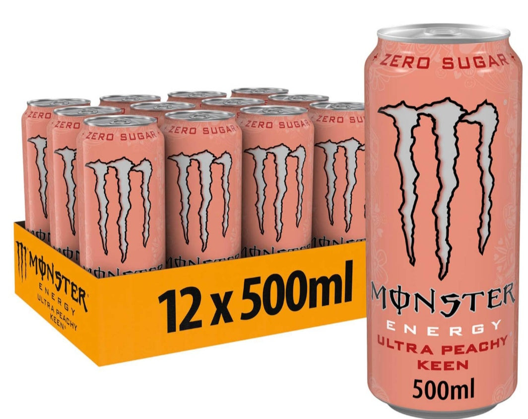 ⚠️ 🚚 Monster Energy Drink Ultra Peachy Keen Zero Sugar 500ml PMP £1.55  PM £1.55 (Peach) | Local Delivery Only ⚠️