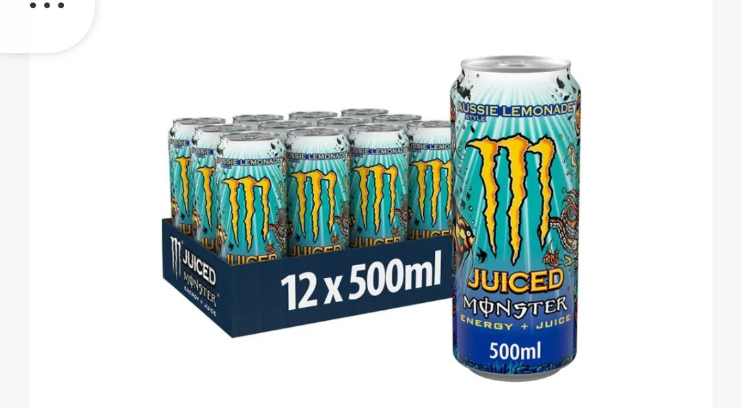 ⚠️ 🚚 Monster Energy Aussie Lemonade 12x500ml PM £1.65 (Sky Blue & Yellow) | Local Delivery Only ⚠️
