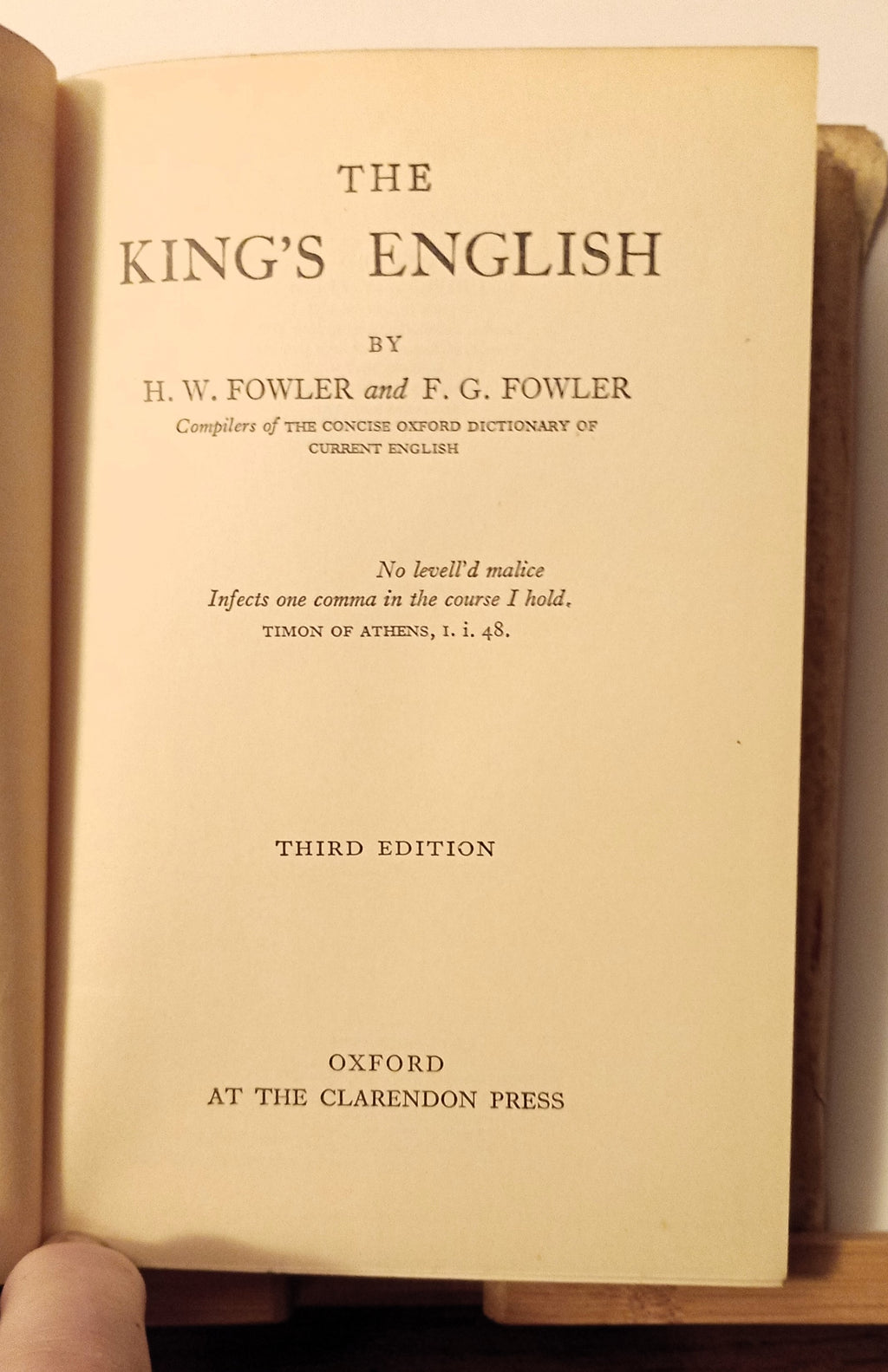 The King's English 3rd ed by HW & FG Fowler c1938