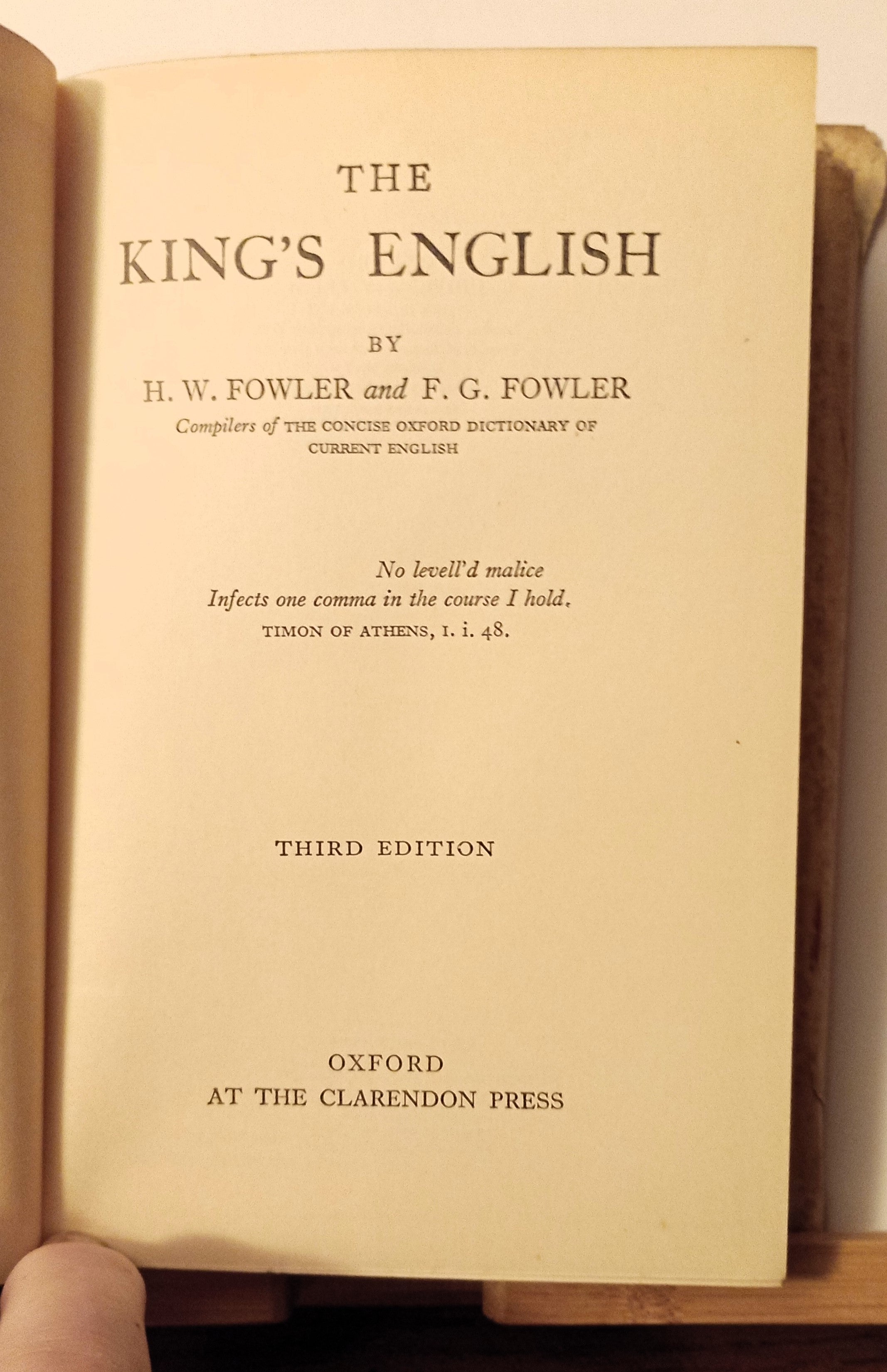 The King's English 3rd ed by HW & FG Fowler c1938