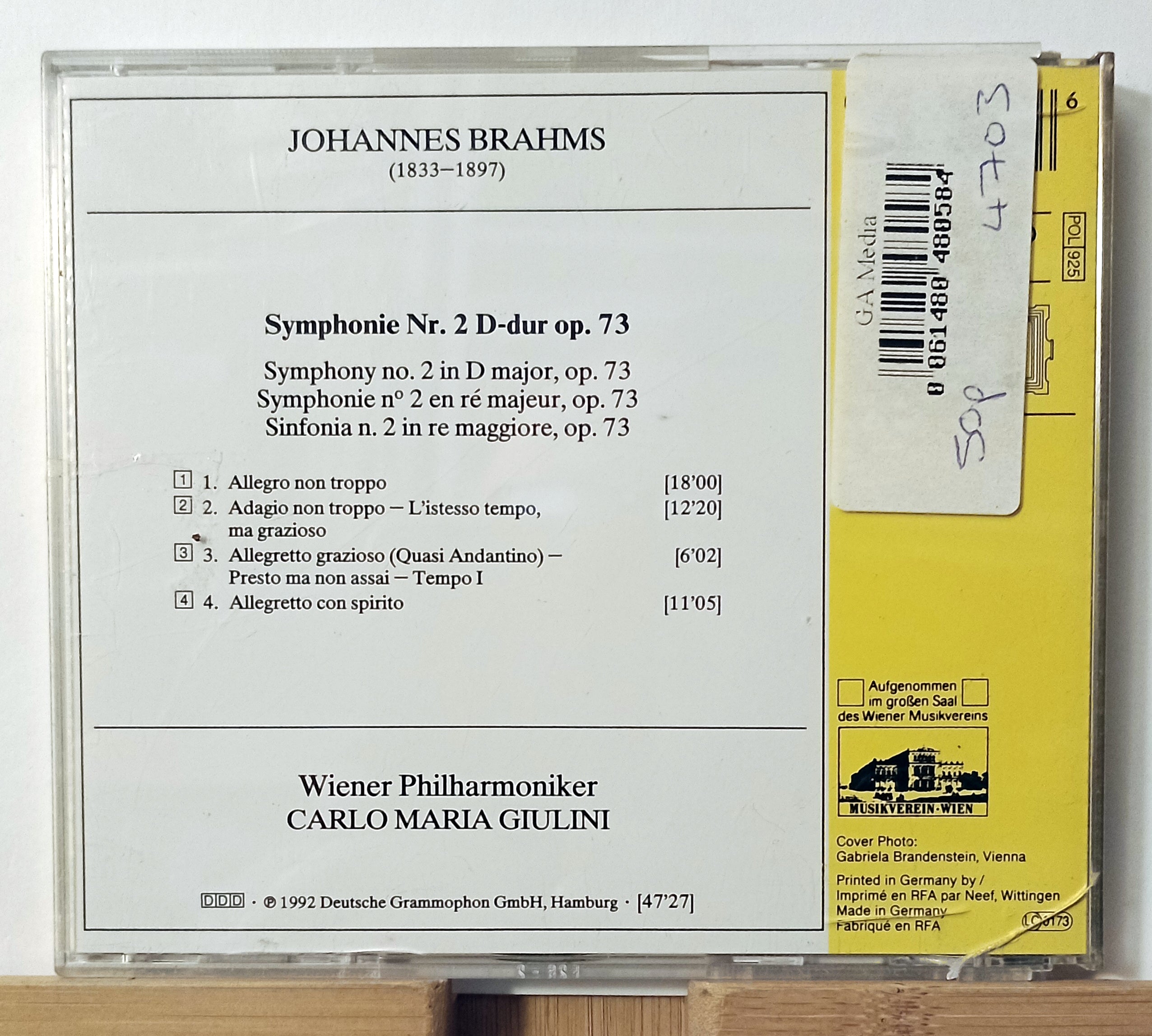 Carlo Maria Giulini : Brahms: Symphony No.2 CD
