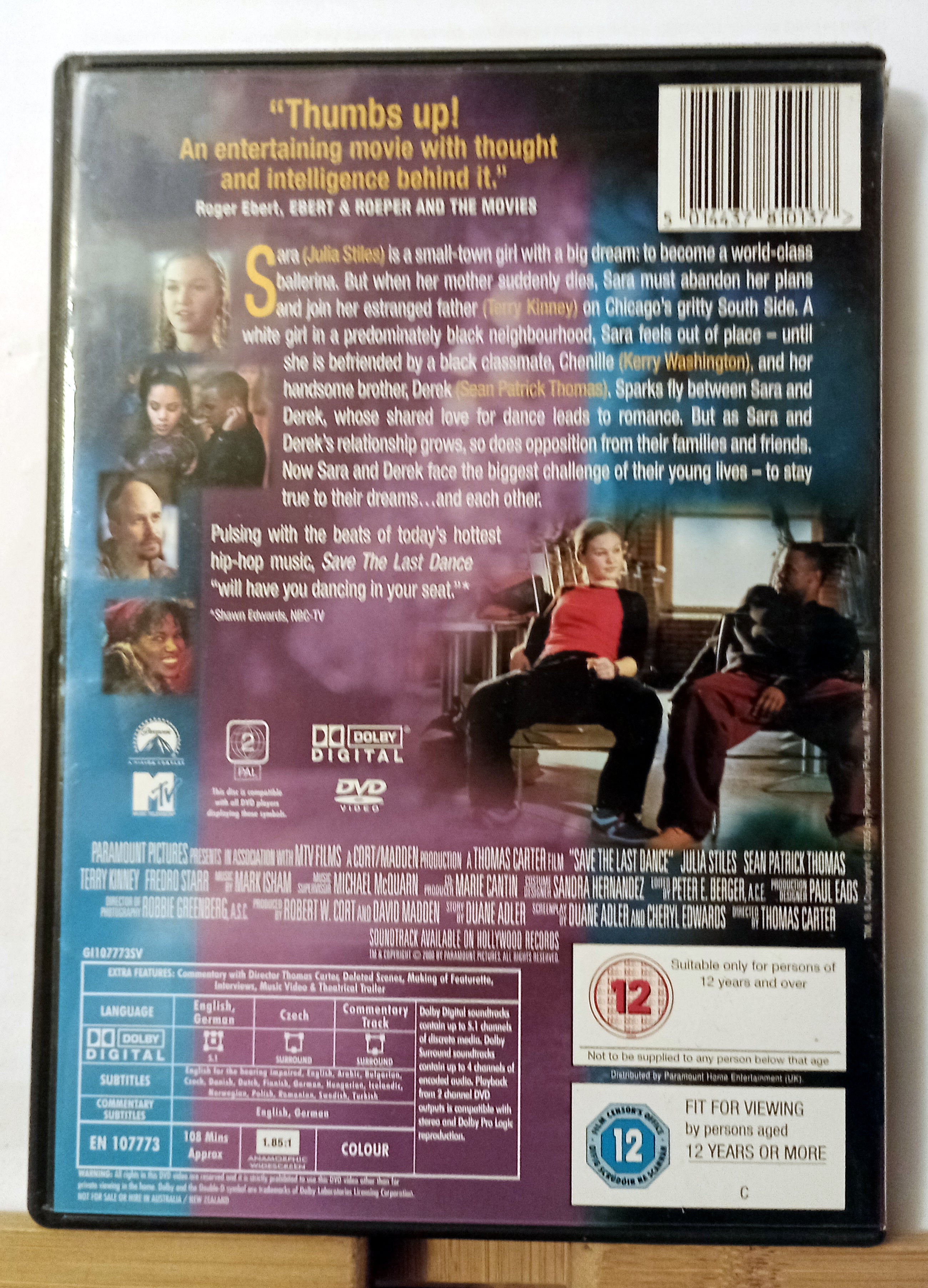 Save the Last Dance DVD (2001) Julia Stiles, Carter (DIR) cert 12
