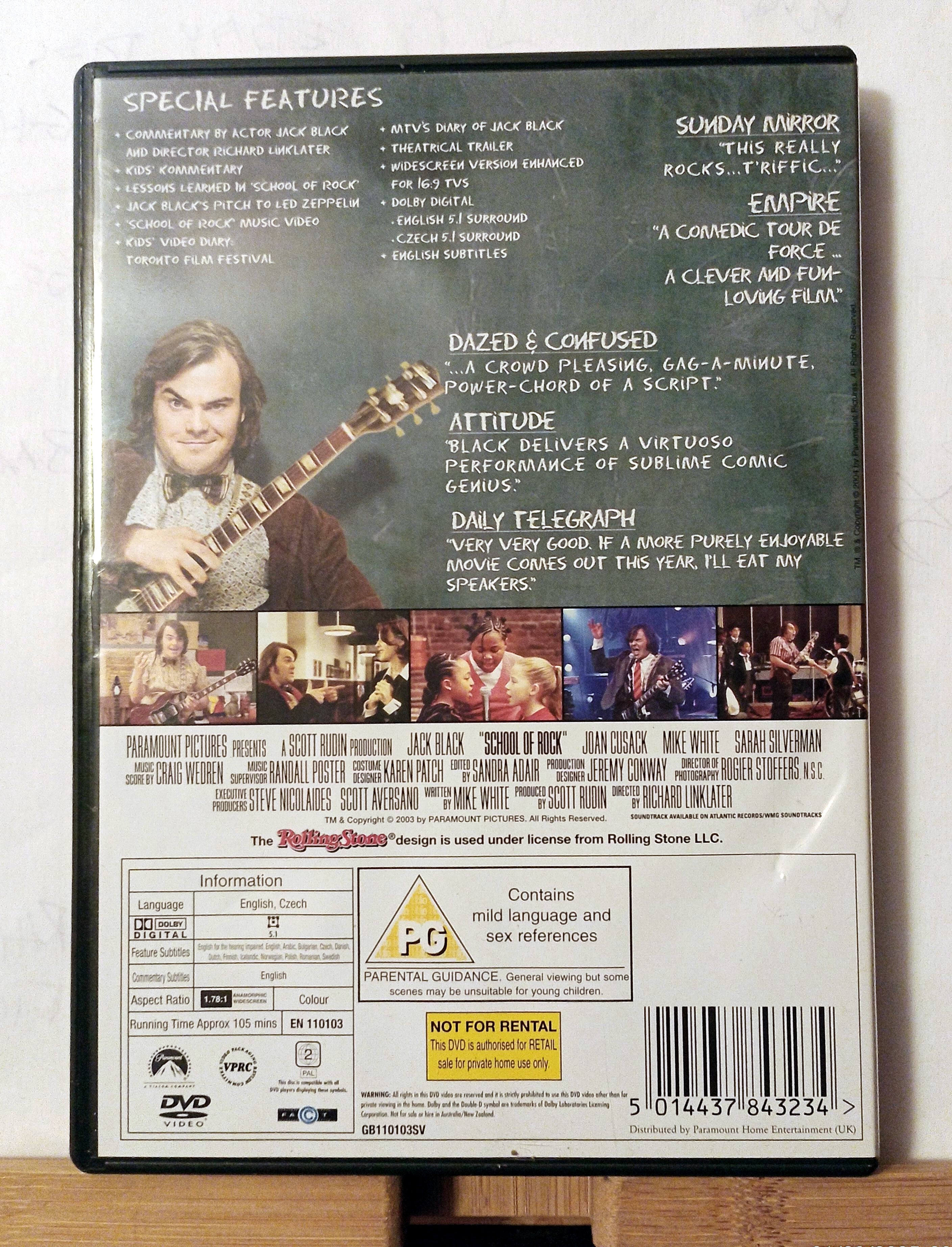 School of Rock DVD (2004) Jack Black, Linklater (DIR) cert PG