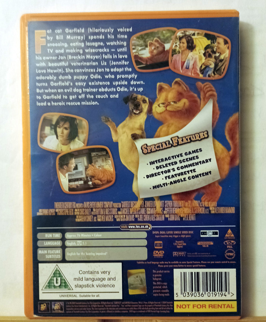 Garfield DVD Children & Family (2007) Jennifer Love Hewit