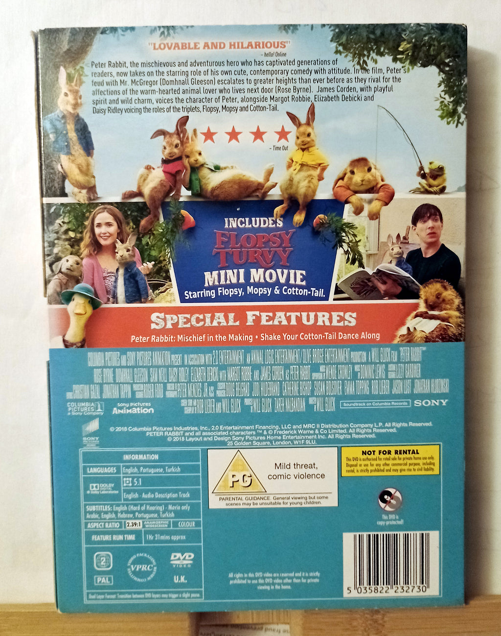 Peter Rabbit DVD (2018) Domhnall Gleeson, Gluck (DIR) cert PG