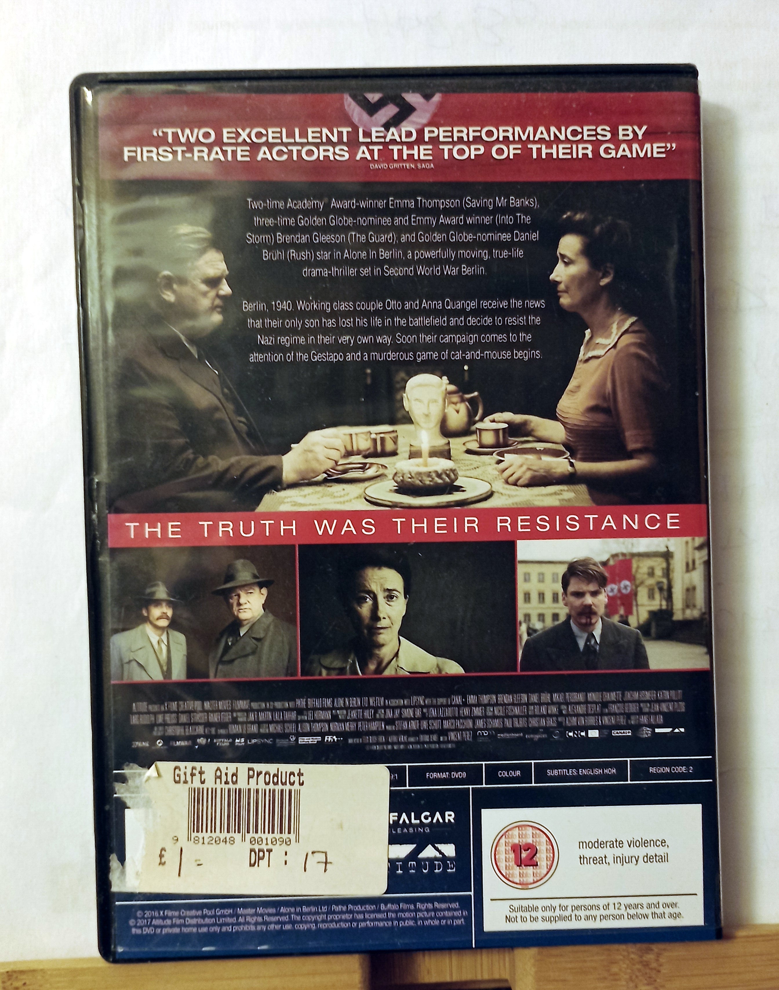 Alone In Berlin [DVD] Daniel Brühl (Actor), Emma Thompson (Actor), Vincent Perez (Director, Writer)