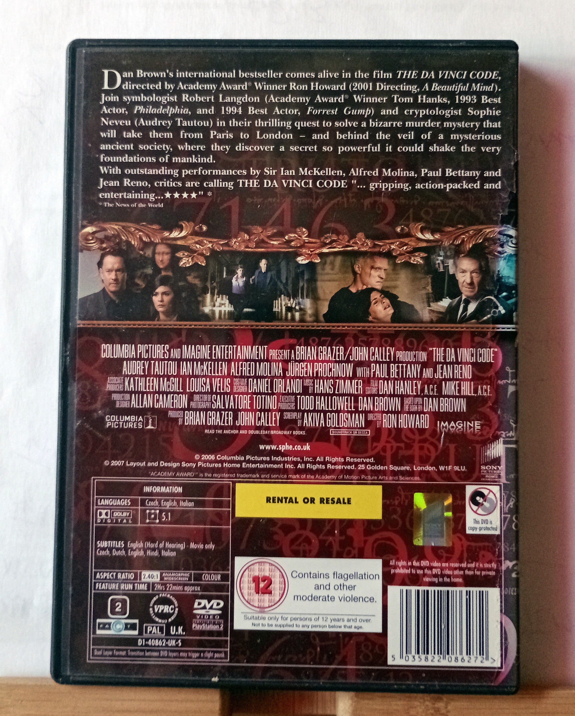 The Da Vinci Code DVD (2014) Tom Hanks, Howard (DIR) cert 12