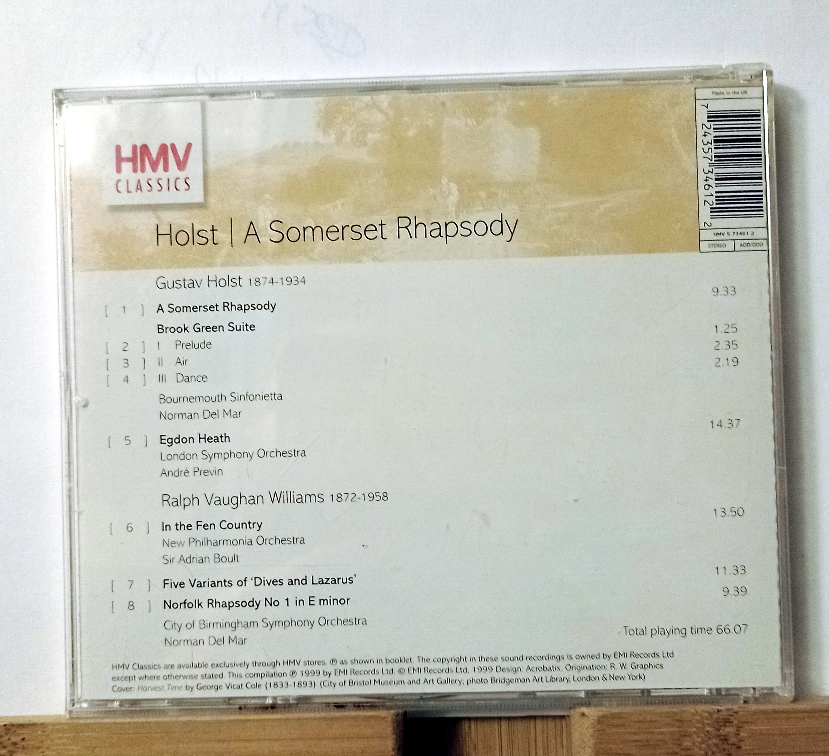 Holst A Somerset rhapsody Various 1999 CD