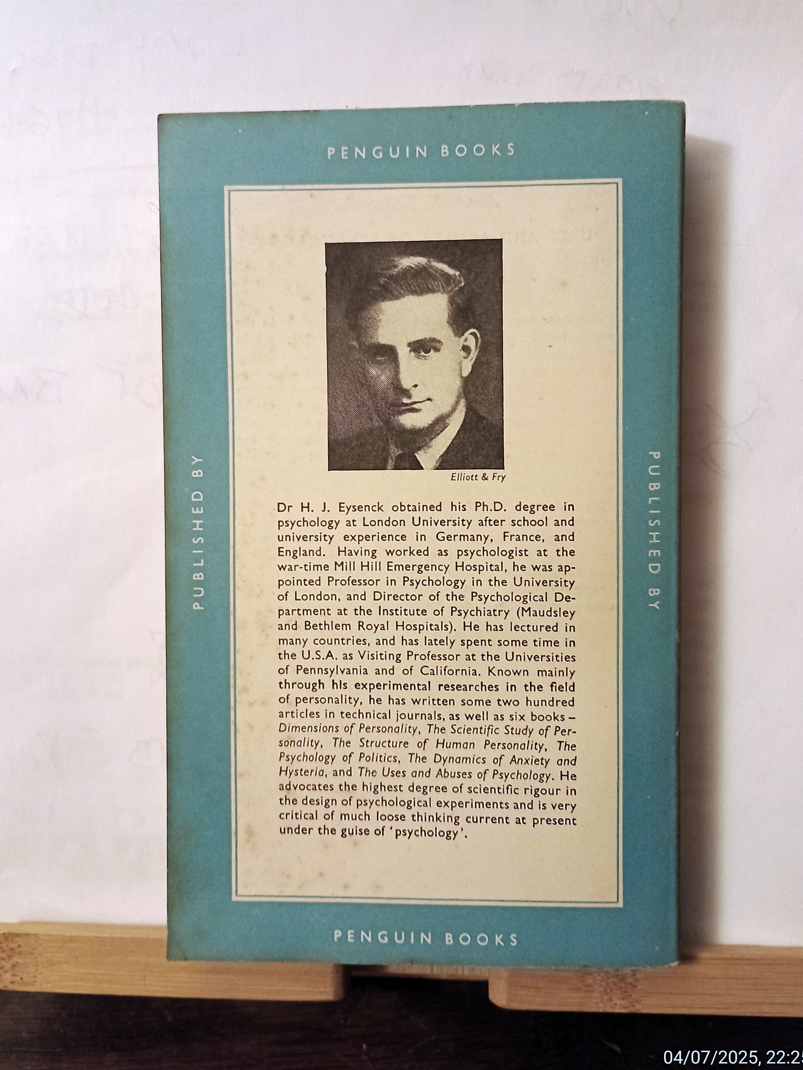 Sense and nonsense in psychology Author:H.J. Eysenck