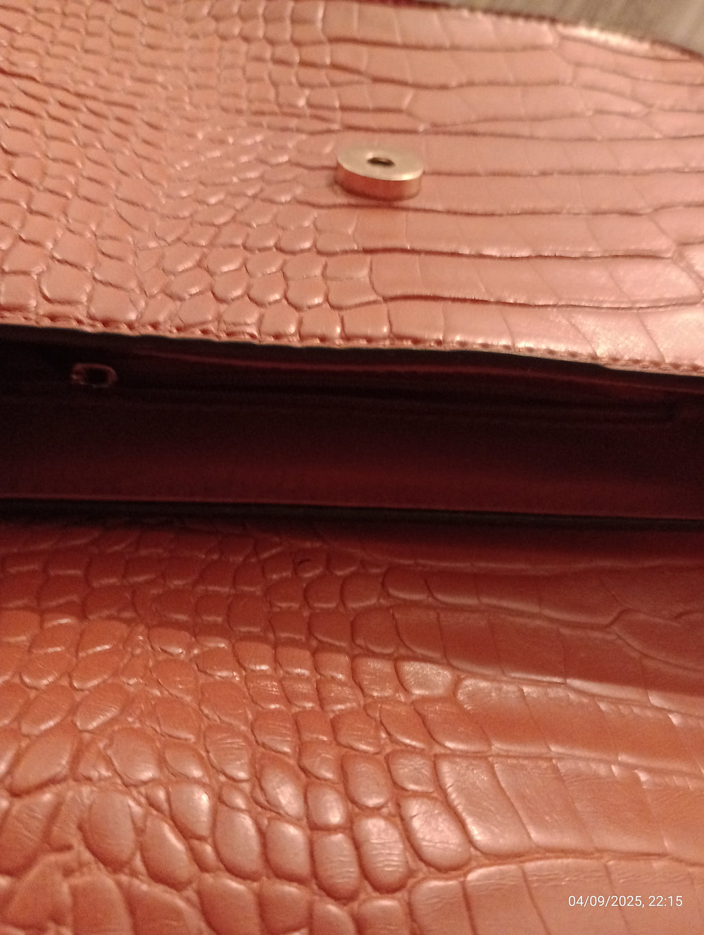 Deichmann Tan Crocodile-Embossed Cross Body Handbag