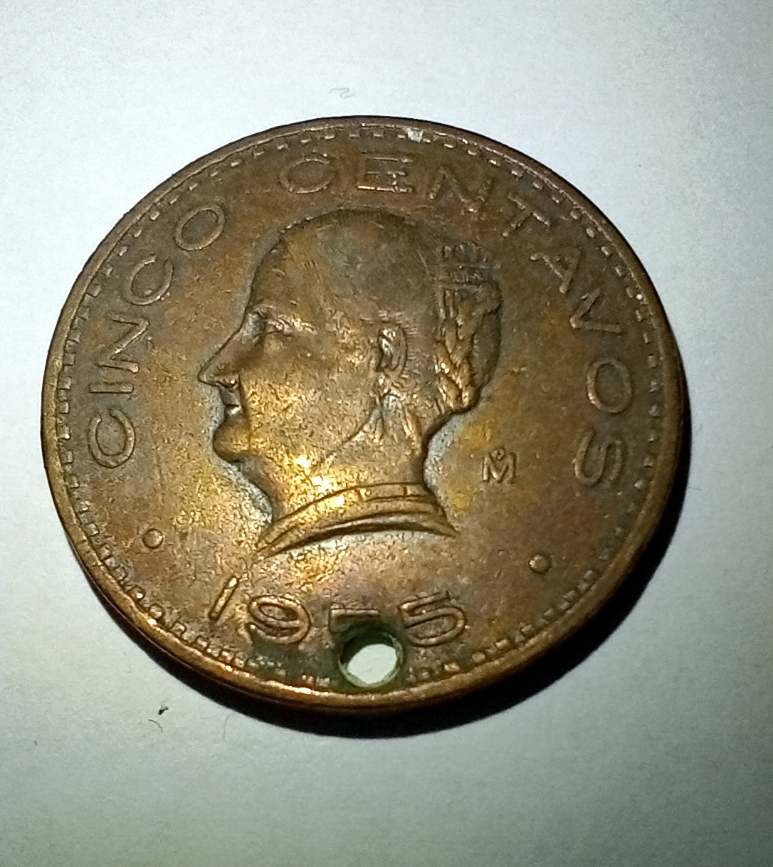 Mexican 5 Centavo Drilled Coin - Vintage Jewellery Pendant