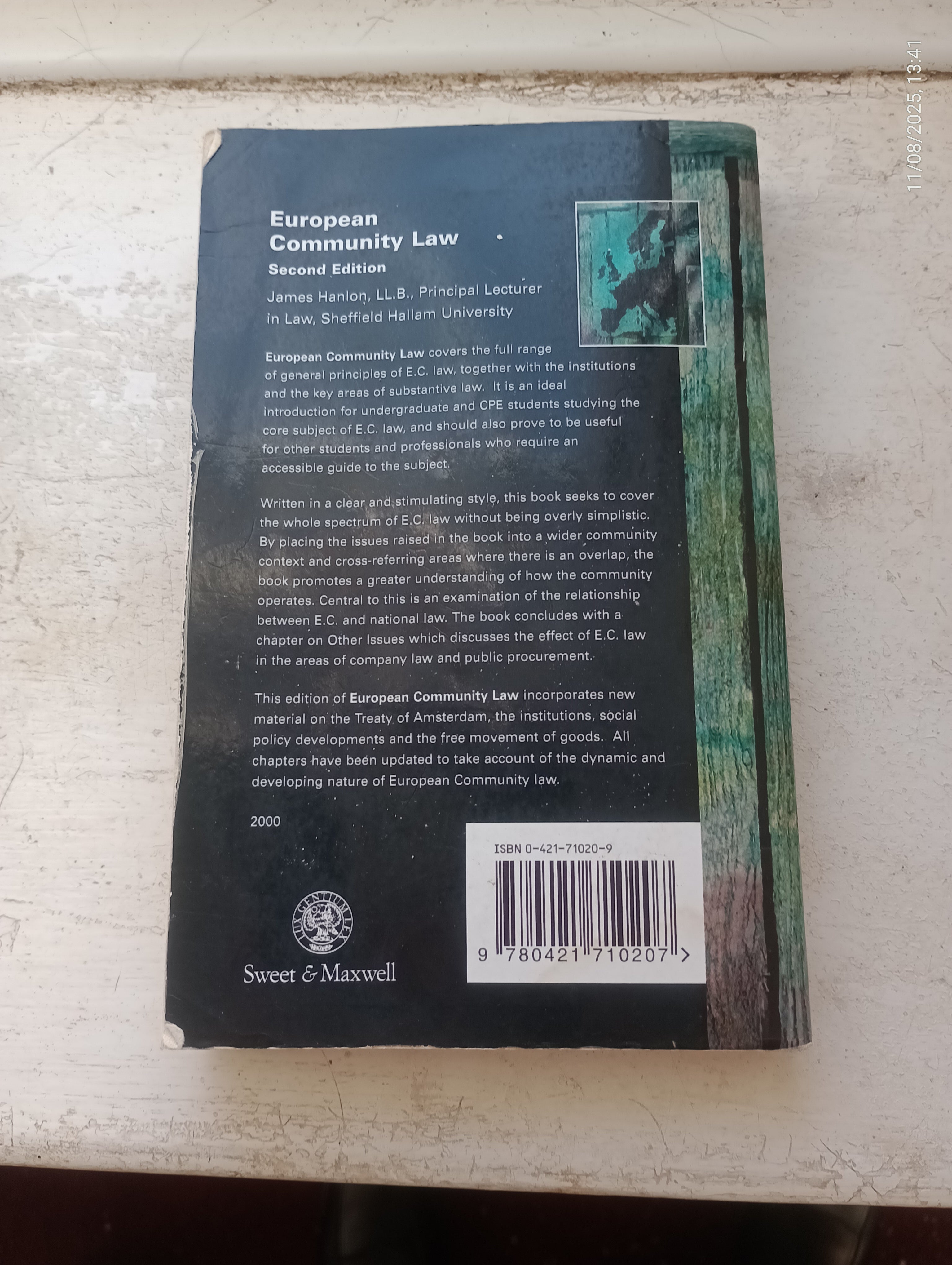 Second Edition of European Community Law by James Hanlon c2000 Pb