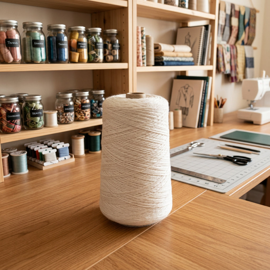 Large Off-White Yarn Cone - Craft and Weaving Yarn