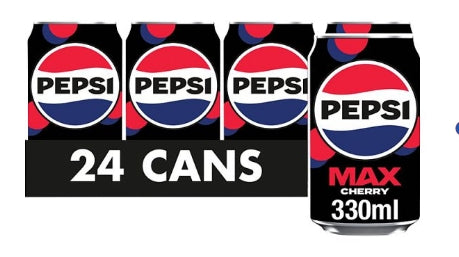 Pepsi Max Cherry No Sugar Cola Cans 24 x 330ml