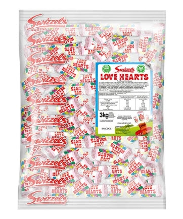 Swizzels Love Hearts Mini Rolls 3kg Tub