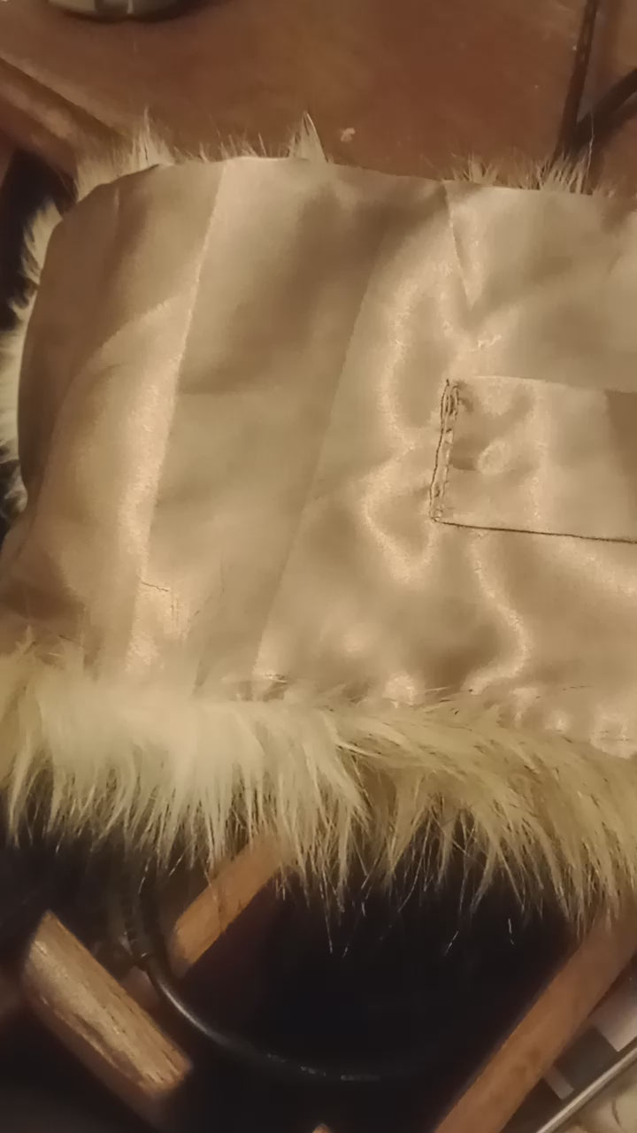 Faux Fur Stole - Grey, White & Black