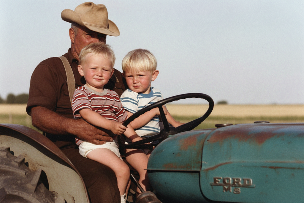 Restored Vintage Photograph with Fordson Tractor
