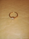 Rose-Gold Tone Square Solitaire Crystal Ring
