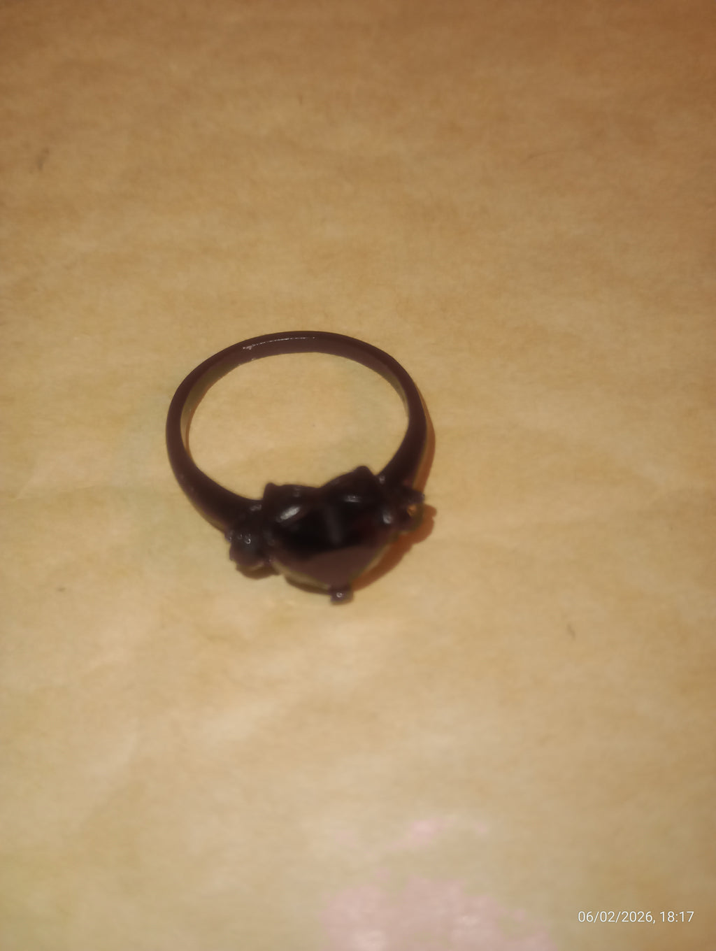 Black Heart Ring with Side Stones - Preloved
