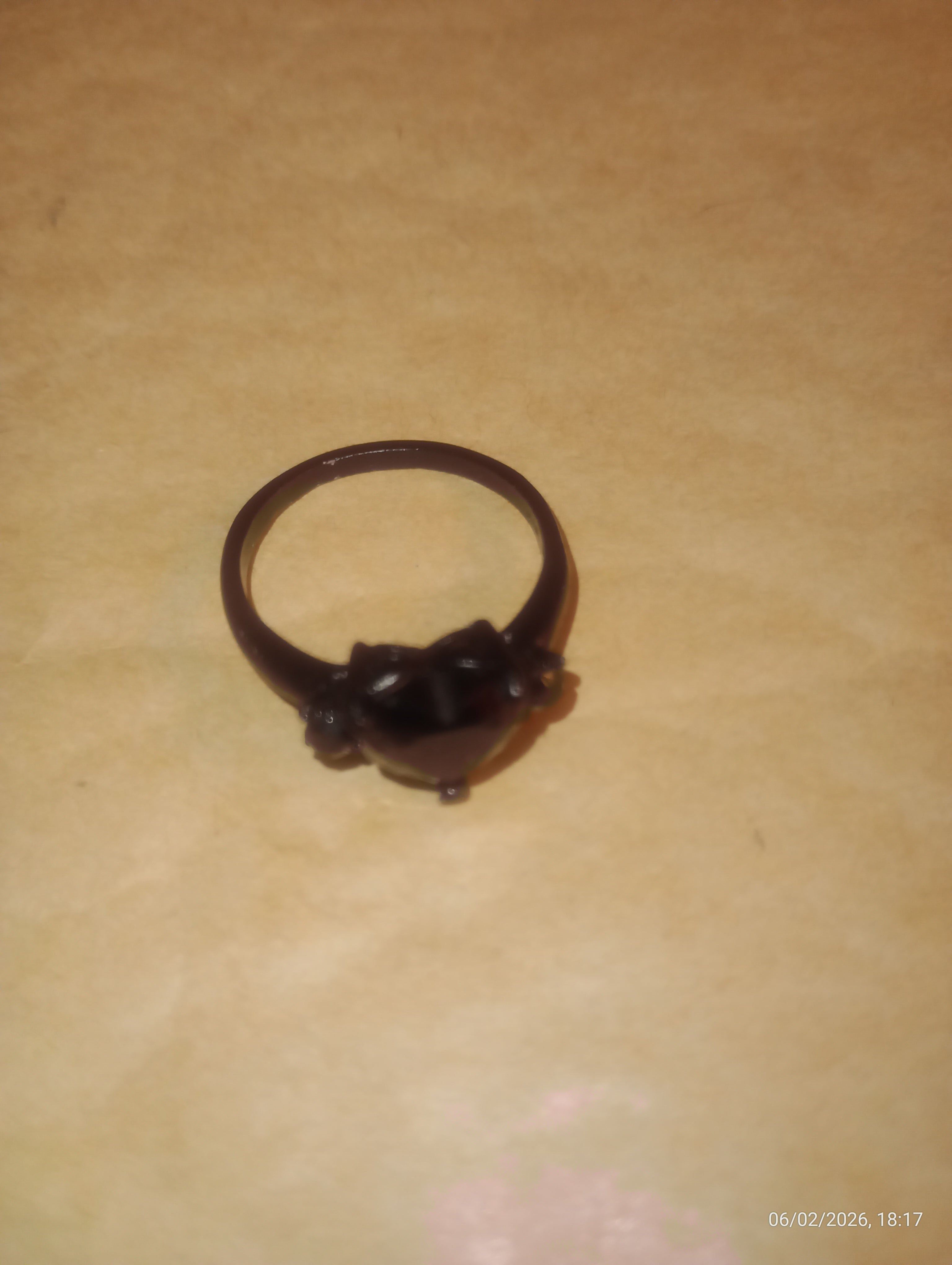 Black Heart Ring with Side Stones - Preloved