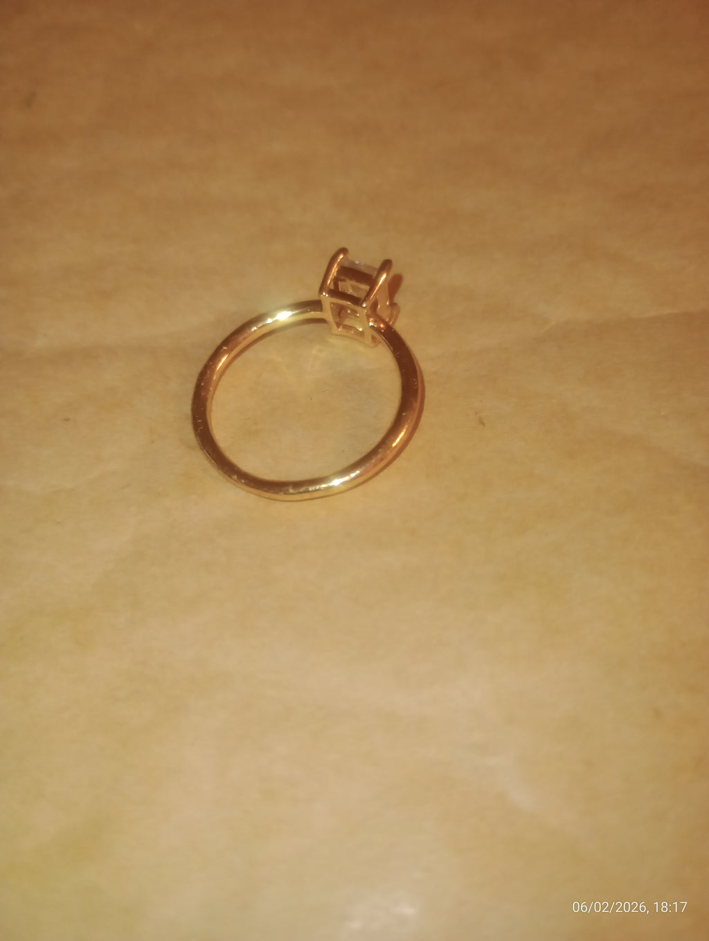 Rose-Gold Tone Square Solitaire Crystal Ring