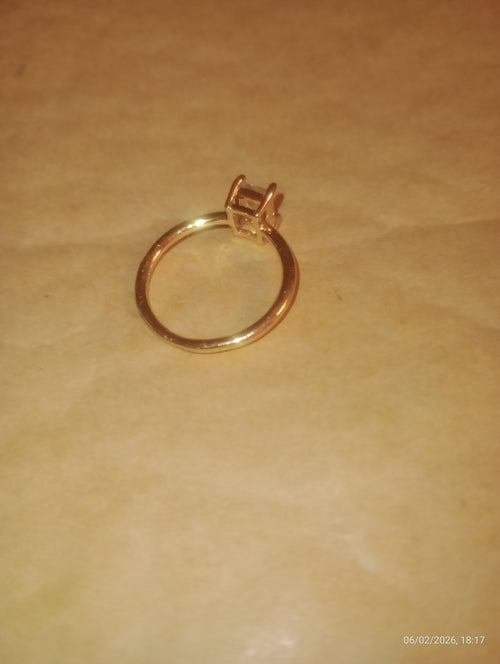 Rose-Gold Tone Square Solitaire Crystal Ring