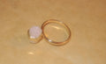 Gold-Tone Pink Cabochon Solitaire Ring - Size N½