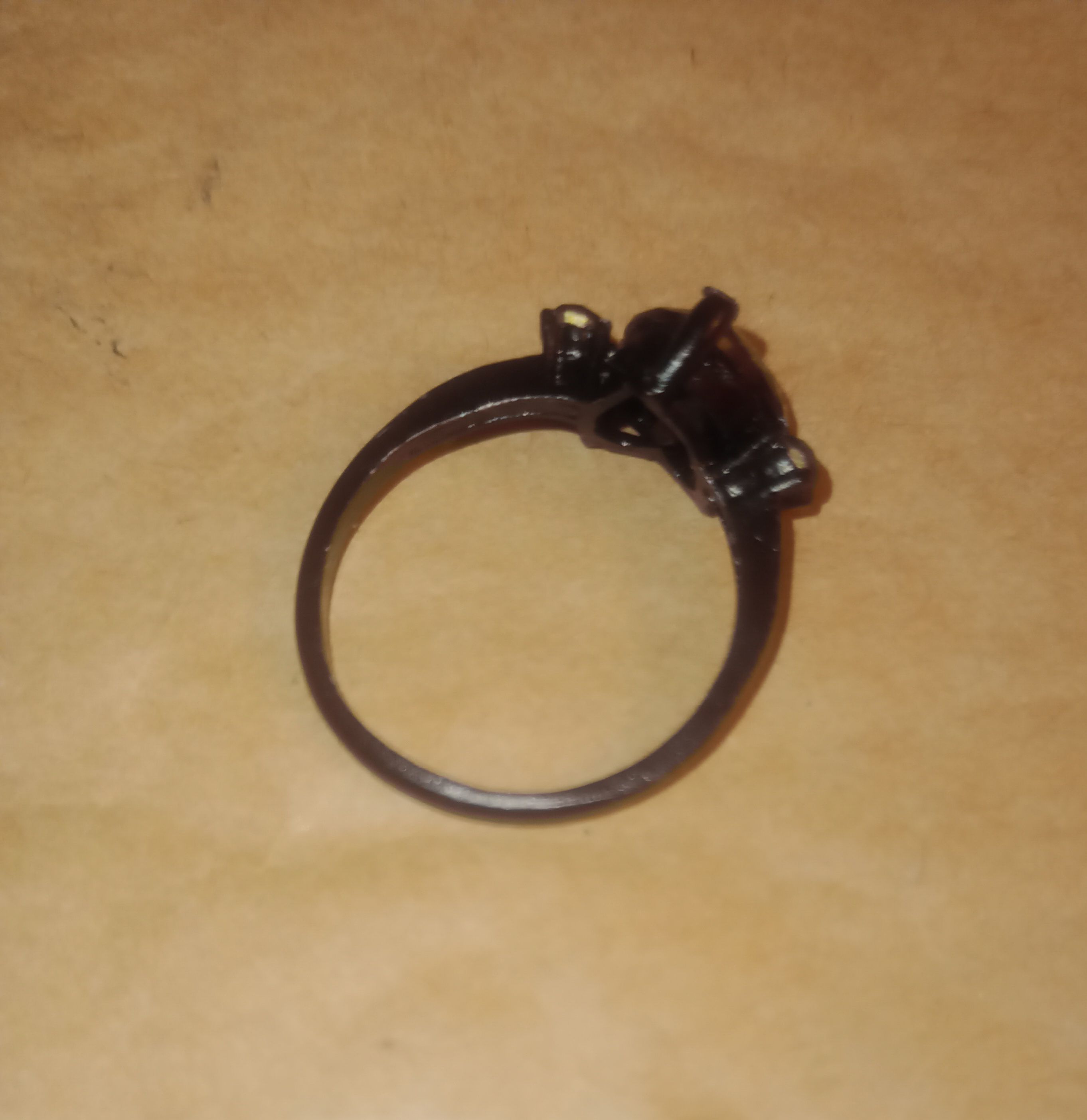 Black Heart Ring with Side Stones - Preloved