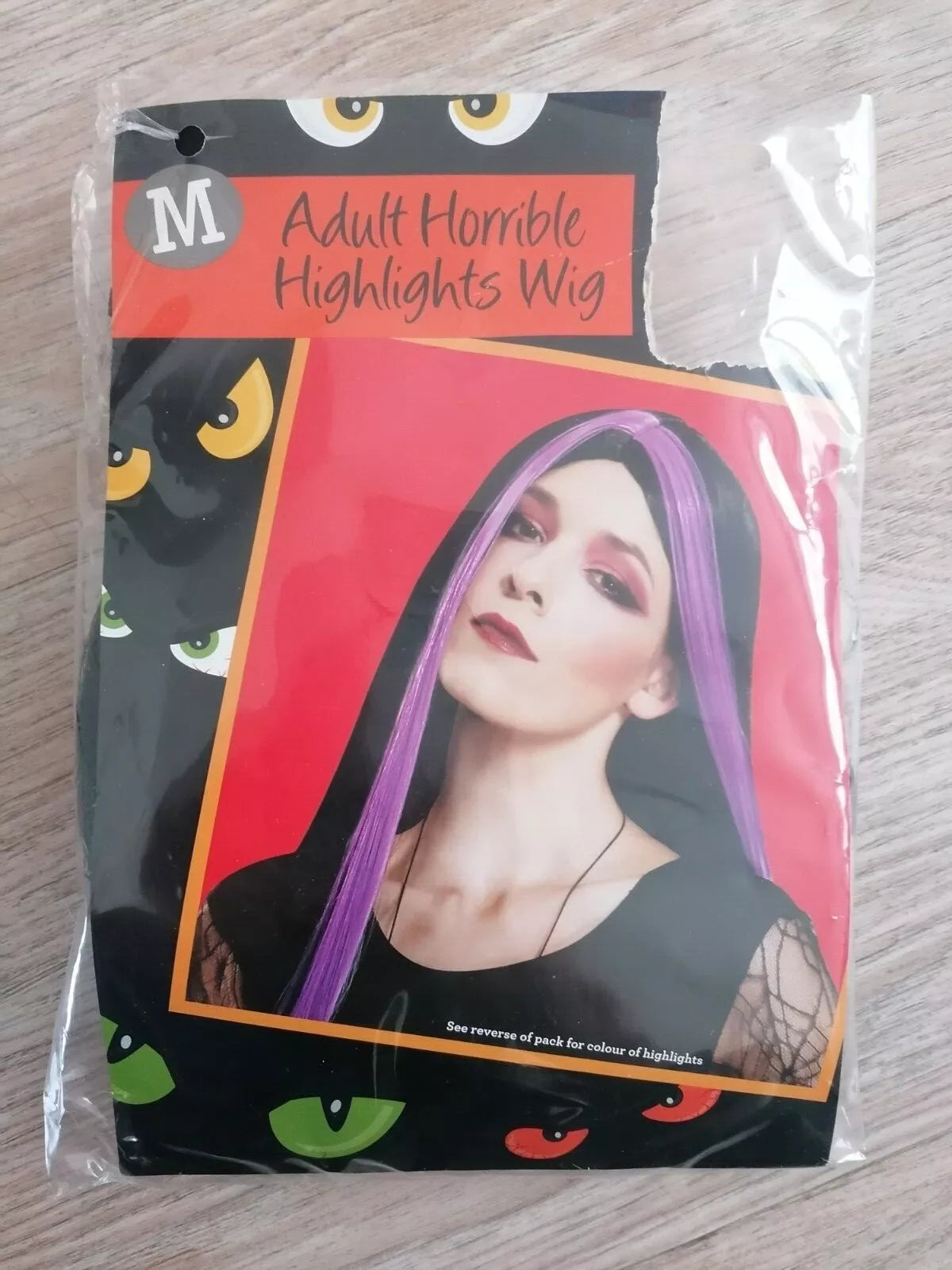 MORRISONS - Horrible Highlights Wig - Halloween - Black/Red - Adult - BNIB
