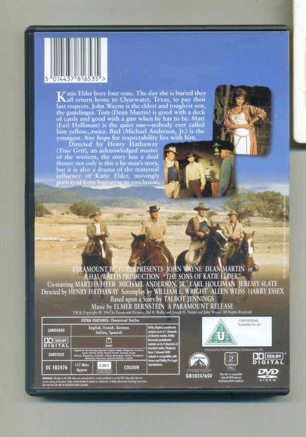 The Sons of Katie Elder DVD (2002) John Wayne, Hathaway (DIR) cert U