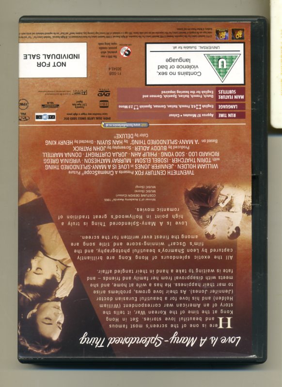 Love Is a Many - Splendored Thing - Studio Classics DVD Drama (2005)