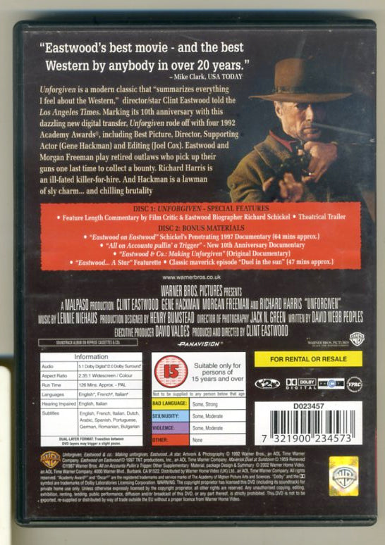 Unforgiven DVD (2003) Clint Eastwood cert 15
